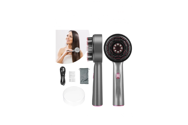 3 in 1 Electric Scalp Massaging Brush with IPX7 Waterproof,Cordless Red Light Hair Massager,Scalp Massage Comb,Hair Oil Applicator,Massager for Stimulates Hair Growth Grey
