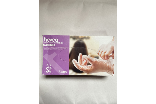 Hevea Vinyl Disposable Gloves Powder Free 100 Pack Size Small