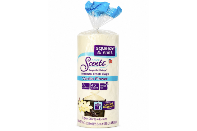 Color Scents Medium Trash Bag 8 Gallon / 30 Litre 45 Bags Twist Tie Vanilla Flower Scent Made In USA 