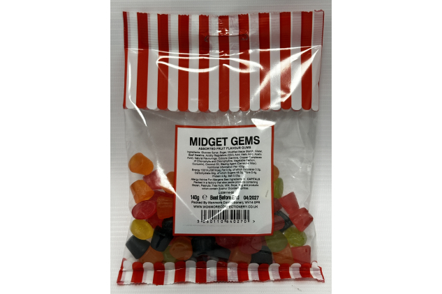 Midget Gems Assorted Fruit Flavour Gums 140g | Pick & Mix Sweets