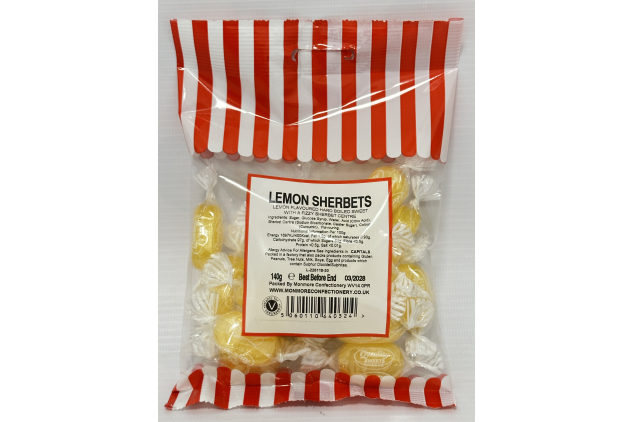 Lemon Sherbets 140g | Pick & Mix Hard Boiled Sweets With Fizzy Centre