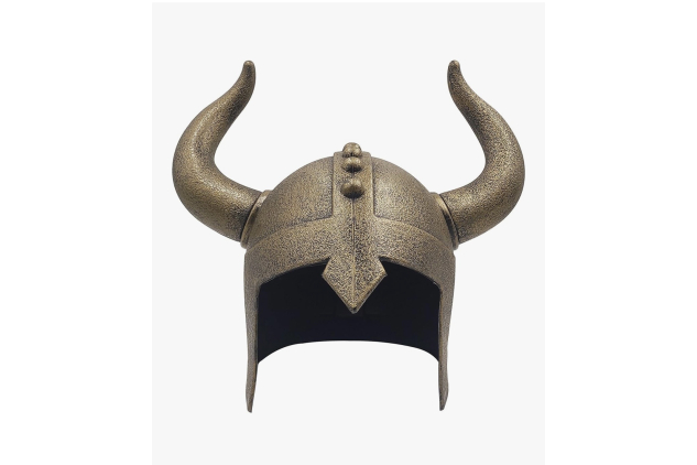 Kids Middle Ages Medieval Viking Age Horned Viking Helmet Berserker Soldier Warrior Costume Hat Sallet Children Toy for Battle Play Halloween Cosplay Bronze