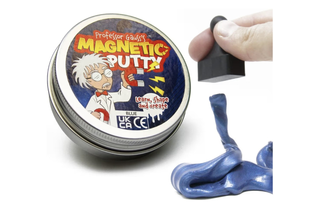 Professor Gauss Magnetic Putty with Skittle Magnet for Kids Science, Learning, and Fun Blue Goo
