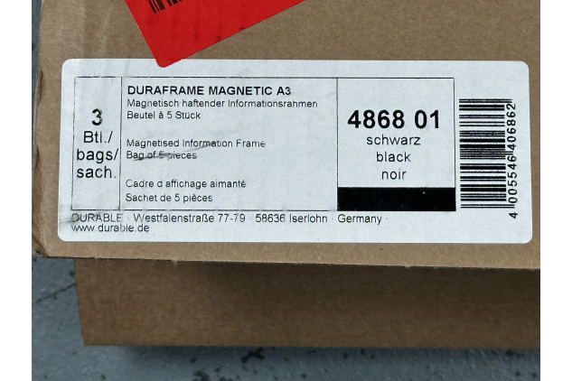 Durable Duraframe Magnetic A3 Display Frames Black 15 Frames Total