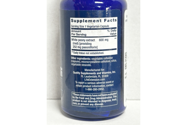Life Extension Peony Immune White Peony Root Extract 60 Vegetarian Capsules