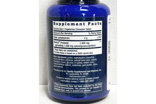 Life Extension Florassist Prebiotic Chewable Strawberry 60 Vegetarian Tablets