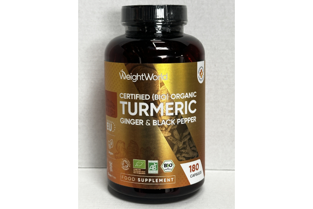 Certified Organic Turmeric with Ginger and Black Pepper 180 Capsules