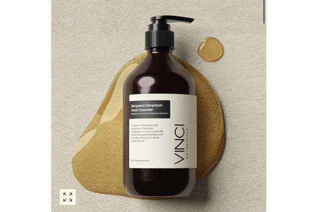 Vinci Botanicals Bergamot Geranium Hand Cleanser Gentle Exfoliating Hand Wash 500ml