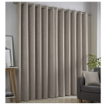 Fusion Strata Natural Linen Thermal Eyelet Curtains – W66 x L54 (168x137cm) – 2 Panels – Soft Fabric Drapes Bedroom / Living Room  Neutral Tone