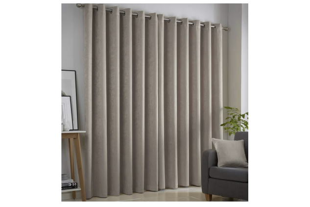 Fusion Strata Natural Linen Thermal Eyelet Curtains – W66 x L54 (168x137cm) – 2 Panels – Soft Fabric Drapes Bedroom / Living Room  Neutral Tone