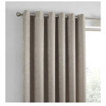 Fusion Strata Natural Linen Thermal Eyelet Curtains – W66 x L54 (168x137cm) – 2 Panels – Soft Fabric Drapes Bedroom / Living Room  Neutral Tone
