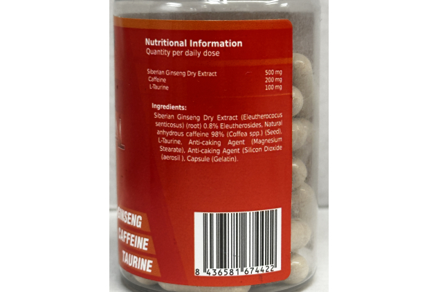 Energy Vital Siberian Ginseng Caffeine Taurine 60 Capsules