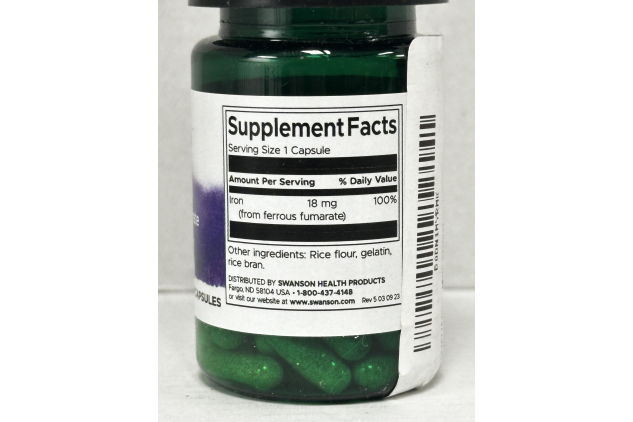 Swanson Iron Ferrous Fumarate 18mg 60 Capsules