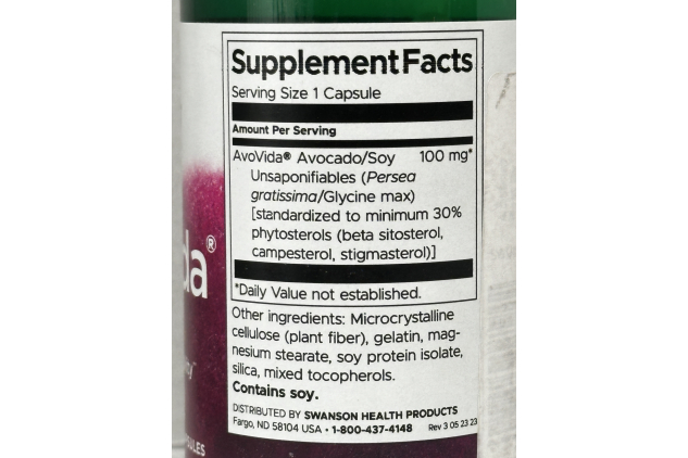 Swanson AvoVida Avocado Soy Unsaponifiables 100mg 60 Capsules