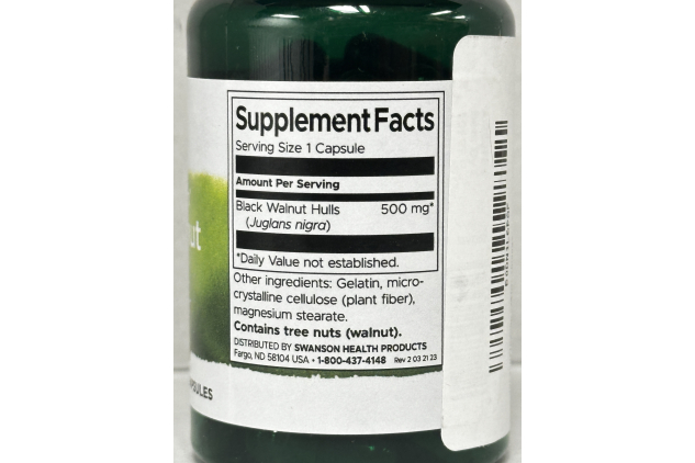 Swanson Full Spectrum Black Walnut Hulls 500mg 60 Capsules