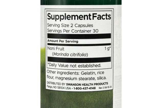 Swanson Noni Fruit 500mg 60 Capsules