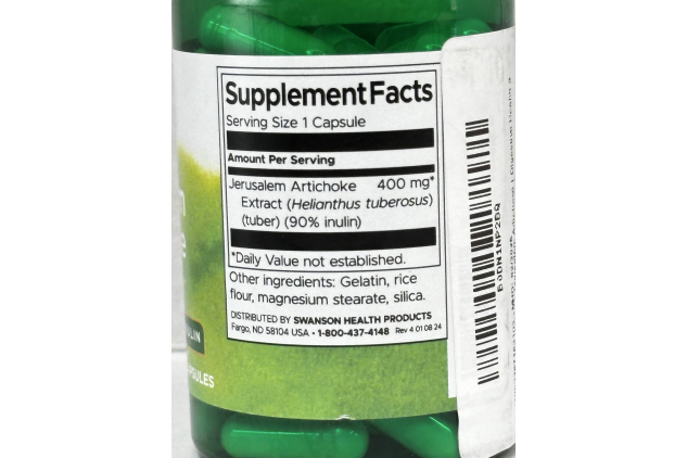 Swanson Jerusalem Artichoke Prebiotic 400mg 60 Capsules