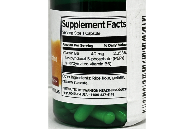 Swanson P-5-P Vitamin B6 40mg 60 Capsules Pyridoxal-5-Phosphate