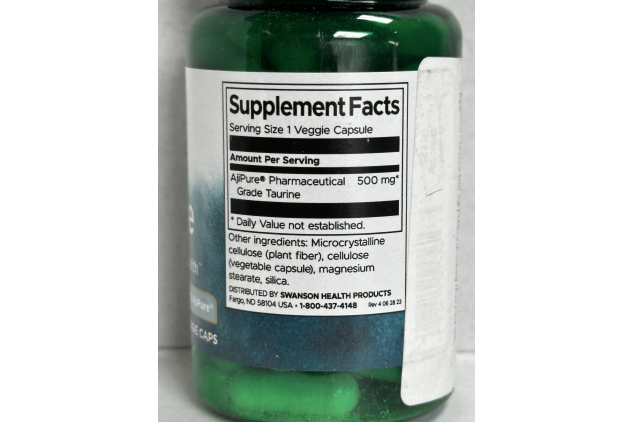 Swanson Taurine 500mg 60 Veggie Capsules