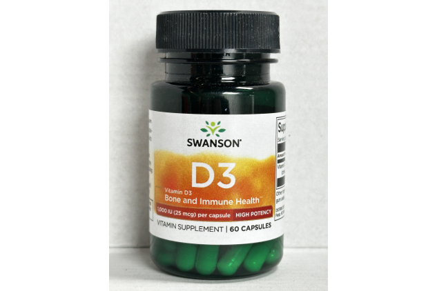 Swanson Vitamin D3 1000 IU 25mcg 60 Capsules
