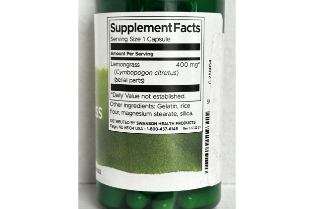 Swanson Full Spectrum Lemongrass 400mg 60 Capsules