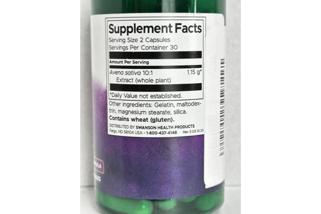 Swanson Avena Sativa 575mg 60 Capsules