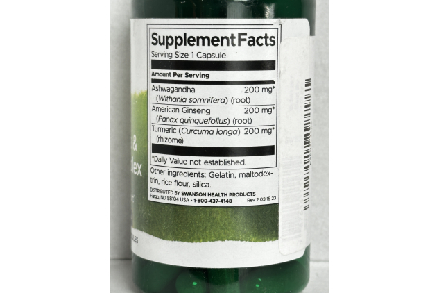 Swanson Turmeric Ashwagandha & Ginseng Complex 60 Capsules