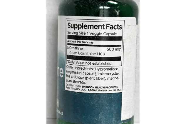 Swanson L-Ornithine 500mg 60 Veggie Capsules