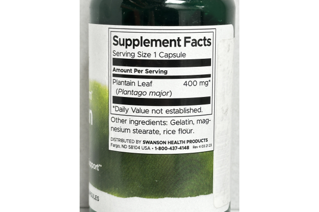 Swanson Full Spectrum Plantain Leaf 400mg 60 Capsules