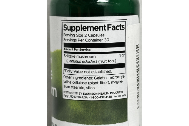 Swanson Full Spectrum Shiitake Mushroom 500mg 60 Capsules