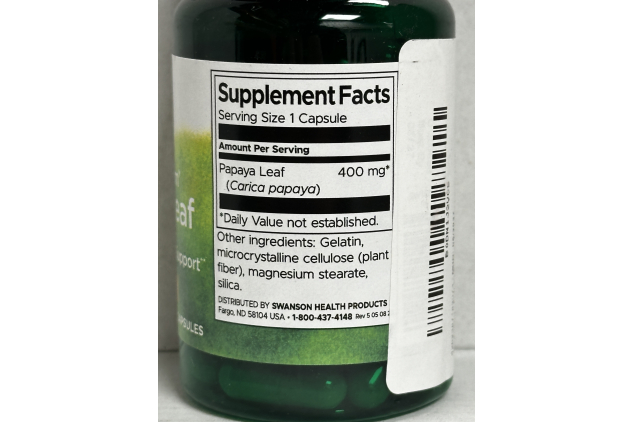 Swanson Full Spectrum Papaya Leaf 400mg 60 Capsules