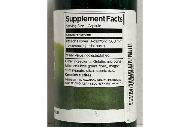 Swanson Full Spectrum Passion Flower 500mg 60 Capsules