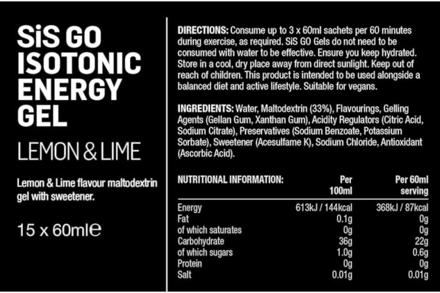 Science in Sport GO Isotonic Energy Gel Lemon & Lime 15 x 60ml Vegan