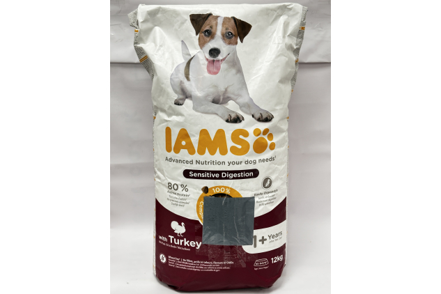 IAMS Advanced Nutrition Sensitive Digestion Adult Dog Food with Turkey 12kg | DAMAGED BAG