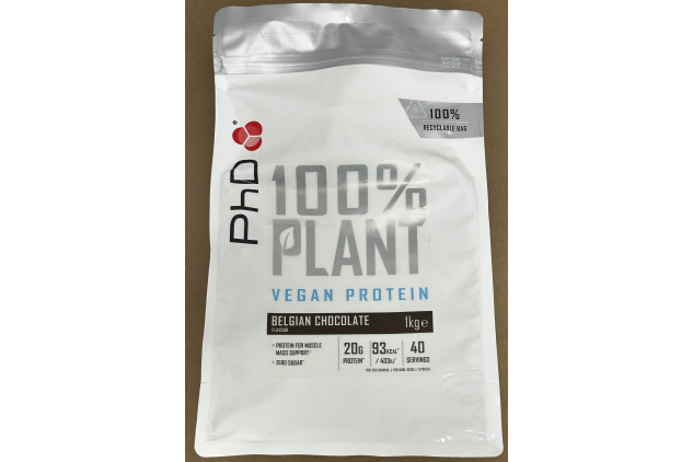 PhD 100% Plant Vegan Protein Powder Belgian Chocolate 1kg