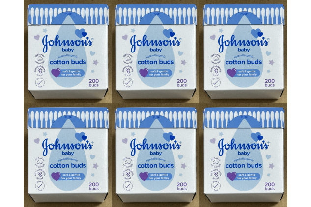 Johnson’s Baby Cotton Buds 6 x 200 Buds Plastic Free Paper Sticks