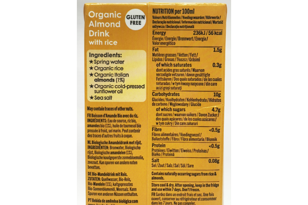 Rude Health Organic Almond Drink 6 x 1L Gluten Free No Added Sugar