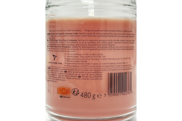 Air Wick Pink Pepper & Cardamom Scented Candle 480g with Essential Oils