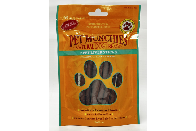 Pet Munchies Beef Liver Sticks Dog Treats 90g Grain & Gluten Free