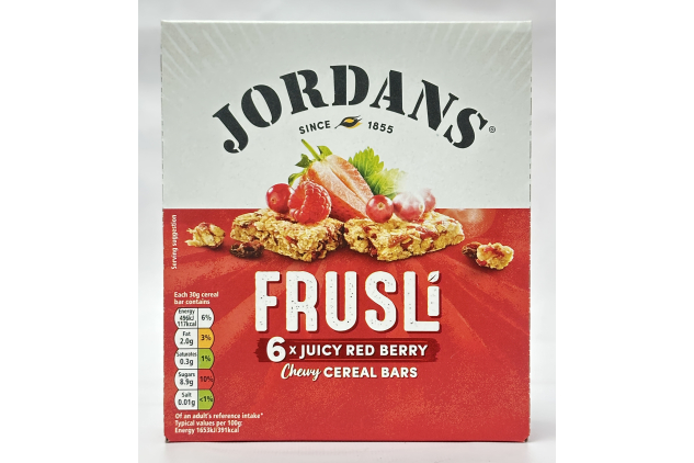 Jordans Frusli Juicy Red Berry Cereal Bars | Wholegrain Oat Snack 6 x 30g Bars