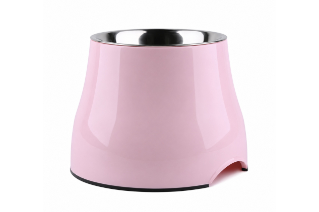 Dog It Premium Dual-Purpose Pink Stainless Steel Elevated Dog Bowl 300ml for Small Pets Dog / Cat