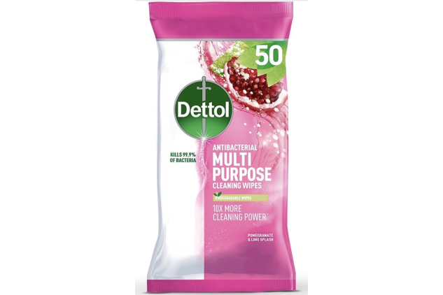 Dettol Biodegradable Multi Surface Cleaning Wipes Pomegranate 50 Wipes