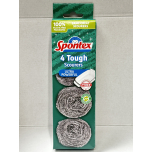 Spontex Tough Scourers 4 Pack Ultra Powerful Stainless Steel Cleaning Pads