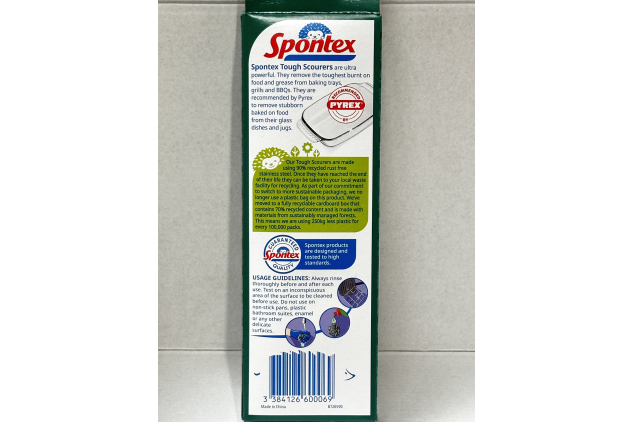 Spontex Tough Scourers 4 Pack Ultra Powerful Stainless Steel Cleaning Pads