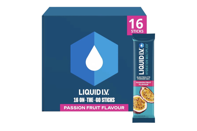 Liquid I.V. Hydration Multiplier Electrolyte Powder Mix Passionfruit Flavour, Electrolytes with 7 Vitamins & Minerals 16 Sachet Sticks