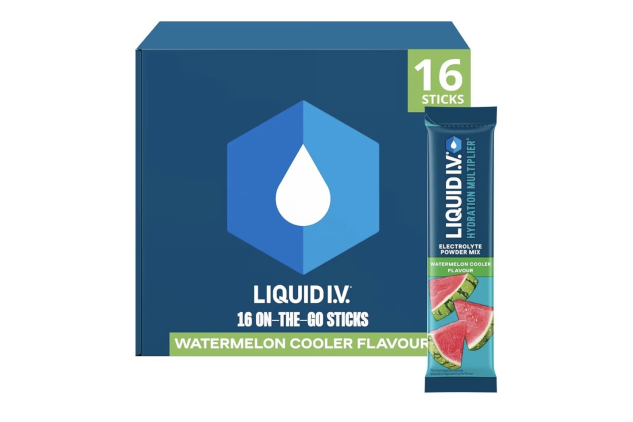 Liquid I.V. Hydration Multiplier Electrolyte Powder Mix Watermelon Cooler Flavour, Electrolytes with 7 Vitamins & Minerals 16 Sachet Sticks