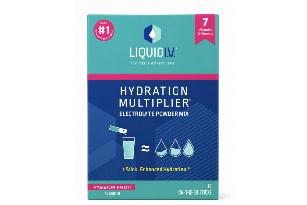 Liquid I.V. Hydration Sachets Passionfruit Flavour Electrolyte Powder Mix 16 Sticks 7 Vitamins and Minerals