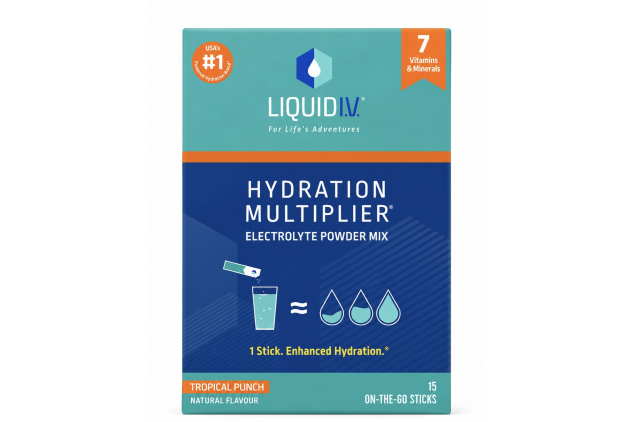 Liquid I.V. Hydration Sachets Tropical Punch Flavour Electrolyte Powder Mix 15 Sticks 7 Vitamins and Minerals
