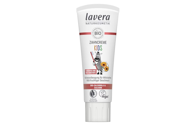 lavera Toothpaste Kids Fluoride Free Protects Milk Teeth Mild Fruity Organic Calendula & Calcium 75 ml