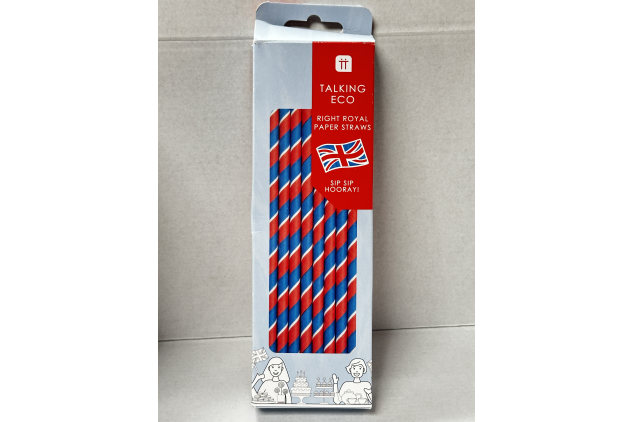 Right Royal Red, Blue & White Coloured Paper Straws 30 Pack